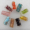 Gold Sand Lampwork Beads, Mix Color, Column 20x10mm Hole:About 2mm, Sold by Group