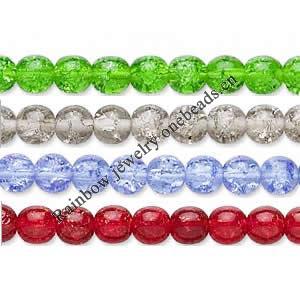 Crackle Glass Beads, Round, 6mm, Sold per 32-Inch Strand