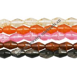 Crackle Glass Beads, Bicone, 8x12mm, Sold per 32-Inch Strand