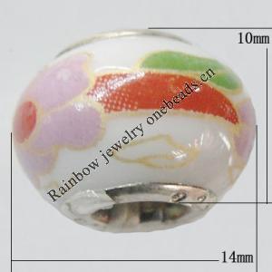 Poracelain Beads European Style,10x14mm Hole:5mm,Sold by Bag