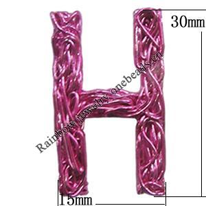 Iron Thread Component Handmade Lead-free, Letter 30x15mm, Sold by Bag