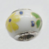 Poracelain Beads European, European Style With Iron Core Rondelle,10x14mm, Hole:5mm, Sold by Bag