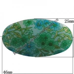 Watermark Acrylic Beads, Flat Oval 46x25mm Hole:2mm, Sold by Bag
