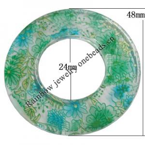 Watermark Acrylic Beads, Donut Outside Diameter:48mm Inside Diameter:24mm, Sold by Bag