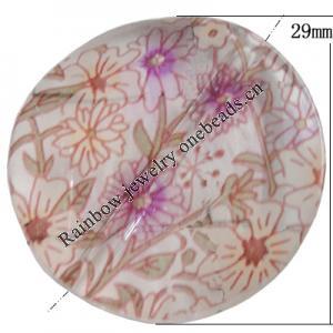 Watermark Acrylic Beads, Flat Round 29mm Hole:3mm, Sold by Bag