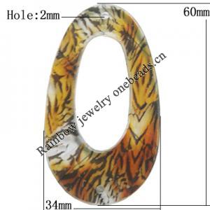 Watermark Acrylic Beads, 60x34mm Hole:2mm, Sold by Bag