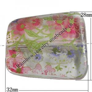 Watermark Acrylic Beads, Faceted Trapezia 32x28mm Hole:2.5mm, Sold by Bag