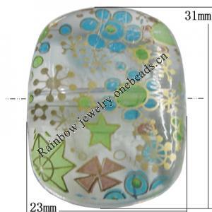 Watermark Acrylic Beads, 31x23mm Hole:3mm, Sold by Bag