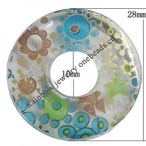 Watermark Acrylic Beads, Donut Outside Diameter:28mm Inside Diameter:10mm, Sold by Bag