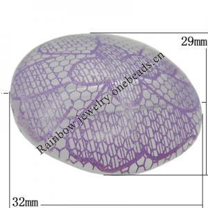 Watermark Acrylic Beads, Oval 29x32mm Hole:2.5mm, Sold by Bag