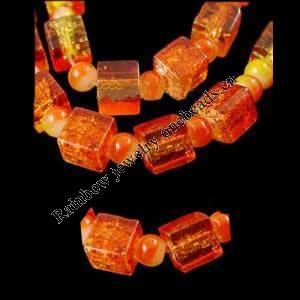 Crackle Glass Beads, Double color, Cube, 4x4x4mm, Sold per 32-Inch Strand