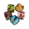 Gold Sand Lampwork Beads, Mixed Color Rectangle 11x15x15mm Hole：2mm Sold by Group