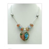 Lampwork Necklace, European Style Alloy Loop and Lampwork, 29-30x38-43mm Length:18 Inch, Sold by Group