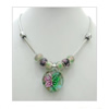 Lampwork Necklace, European Style Alloy Loop and Lampwork, 29-30x38-43mm Length:18 Inch, Sold by Group