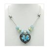 Lampwork Necklace, European Style Alloy Loop and Lampwork, Pendant:39x33mm Length:18 Inch, Sold by Group