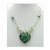 Lampwork Necklace, European Style Alloy Loop and Lampwork, Pendant:39x33mm Length:18 Inch, Sold by Group