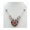 Lampwork Necklace, European Style Alloy Loop and Lampwork, Pendant:39x33mm Length:18 Inch, Sold by Group