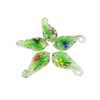 Inner Flower Lampwork Pendants, Leaf 28x60mm Hole: 6mm, Sold by Group