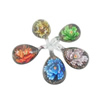 Inner Flower Lampwork Pendants, Leaf 25x45mm Hole: 6mm, Sold by Group
