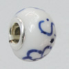 Poracelain Beads European, European Style With Iron Core Rondelle,10x14mm, Hole:5mm, Sold by Bag