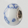 Poracelain Beads European, European Style With Iron Core Rondelle,10x14mm, Hole:5mm, Sold by Bag