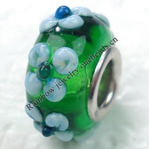 European Style Lampwork Beads, 8x14mm Hole:About 4.5mm, Sold by PC