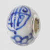 Poracelain Beads European, European Style With Iron Core Rondelle,10x14mm, Hole:5mm, Sold by Bag