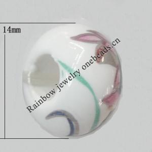 Poracelain Beads European, European Style, 10x14mm, Hole:5mm, Sold by Bag