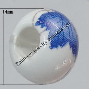 Poracelain Beads European, European Style, 10x14mm, Hole:5mm, Sold by Bag