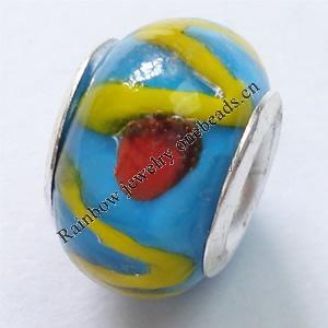 European Style Lampwork Beads, 8x14mm Hole:About 4.5mm, Sold by PC