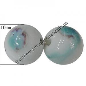 Porcelain Beads, Round 10mm, Hole:About 1.5mm, Sold by Bag