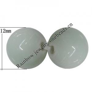 Porcelain Beads, Round 12mm, Hole:About 1.5mm, Sold by Bag