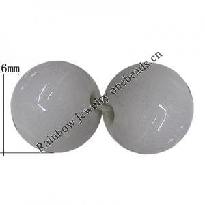 Porcelain Beads, Round 6mm, Hole:About 1.5mm, Sold by Bag