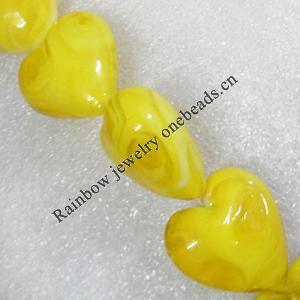 Lampwork Beads, Heart 28mm Hole:About 1.5mm, Sold by PC