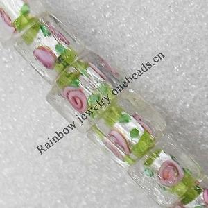 Silver Foil Lampwork Beads, Cube 10mm Hole:About 1.5mm, Sold by PC