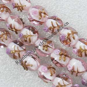 Gold Sand Lampwork Beads, Flat Round 15mm Hole:About 1.5mm, Sold by PC