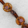 Silver Foil Lampwork Beads, Flat Round 16mm Hole:About 1.5mm, Sold by PC