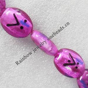 Silver Foil Lampwork Beads, Flat Oval 25x30mm Hole:About 1.5mm, Sold by PC