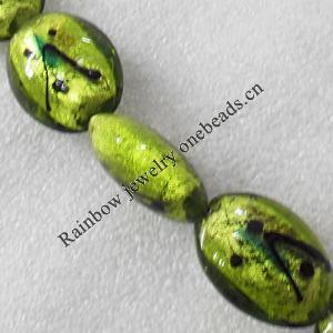 Silver Foil Lampwork Beads, Flat Oval 25x30mm Hole:About 1.5mm, Sold by PC