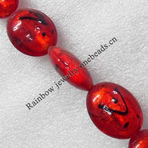 Silver Foil Lampwork Beads, Flat Oval 25x30mm Hole:About 1.5mm, Sold by PC