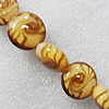 Gold Sand Lampwork Beads, Flat Round 20mm Hole:About 1.5mm, Sold by PC