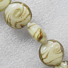 Gold Sand Lampwork Beads, Flat Round 20mm Hole:About 1.5mm, Sold by PC