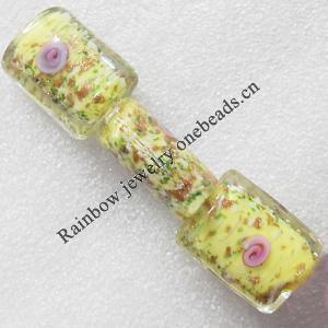 Gold Sand Lampwork Beads, Rectangle 25x30mm Hole:About 1.5mm, Sold by PC