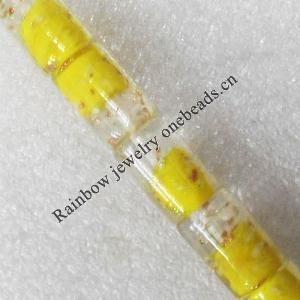 Gold Sand Lampwork Beads, Column 14x20mm Hole:About 1.5mm, Sold by PC