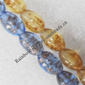Gold Sand Lampwork Beads, Mix Color Oval 16x25mm Hole:About 1.5mm, Sold by Group