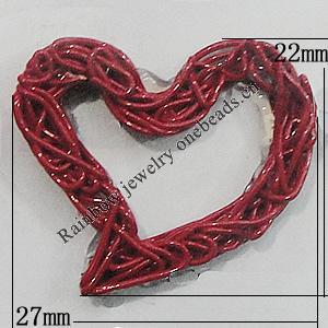 Iron Thread Component Handmade Lead-free, Heart 22x27mm, Sold by Bag