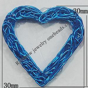 Iron Thread Component Handmade Lead-free, Hollow Heart 30x30mm, Sold by Bag