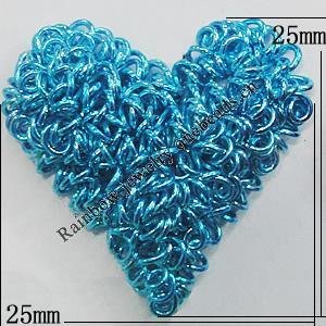 Iron Thread Component Handmade Lead-free, Heart 25x25mm, Sold by Bag
