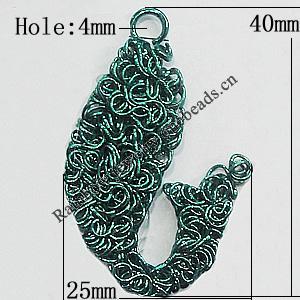 Iron Thread Component Handmade Lead-free, Fish 40x25mm, Sold by Bag