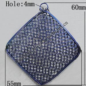 Iron Thread Component Handmade Lead-free, Diamond 60x55mm Hole:4mm, Sold by Bag